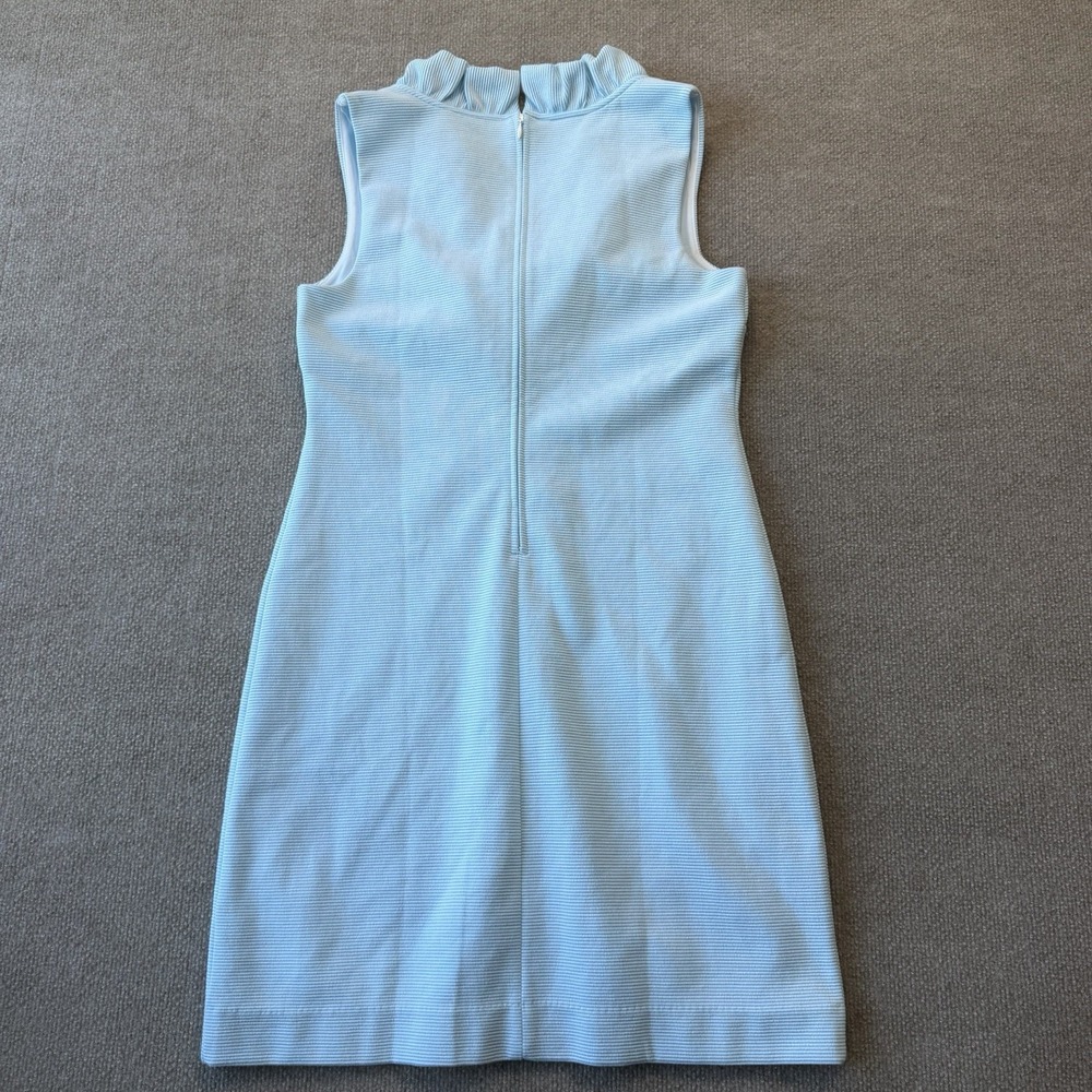 Lilly Pulitzer Tisbury Shift Dress Ruffle Neck Woman's Size M Blue Striped - Picture 7 of 7
